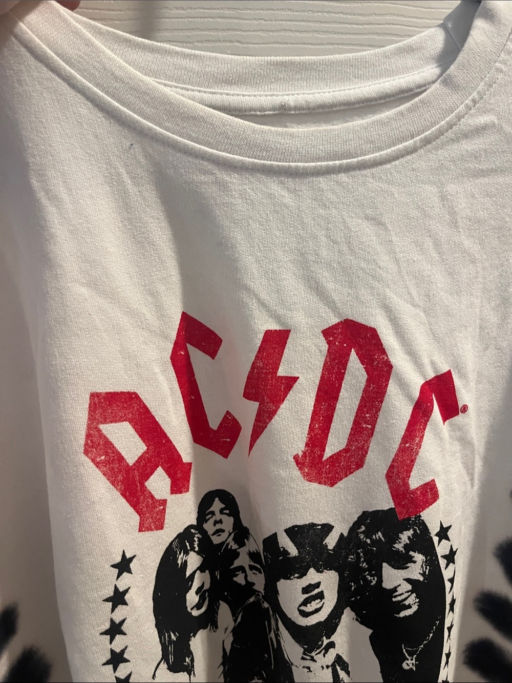 AC/DC White & Black Tie-Dye 'Highway to Hell' Crewneck - Picture 3 of 4